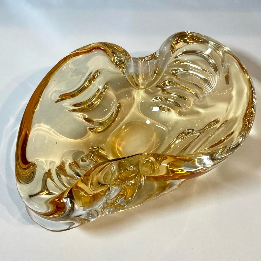 Vintage Yellow Art Glass Bowl / Ashtray by Chalet Glass of Canada, Etched Mark
